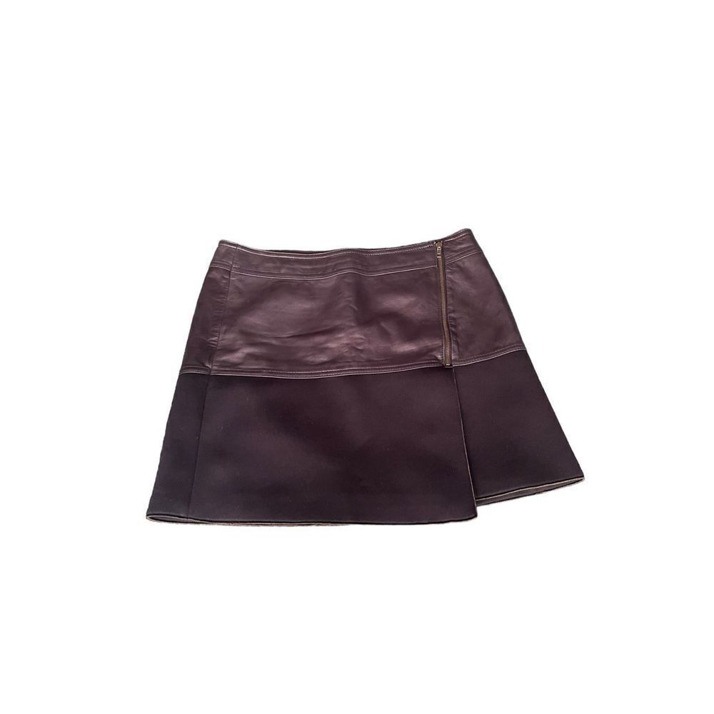Halogen Black Leather Asymmetric Mini Skirt Sz 12​​​ - Picture 4 of 8